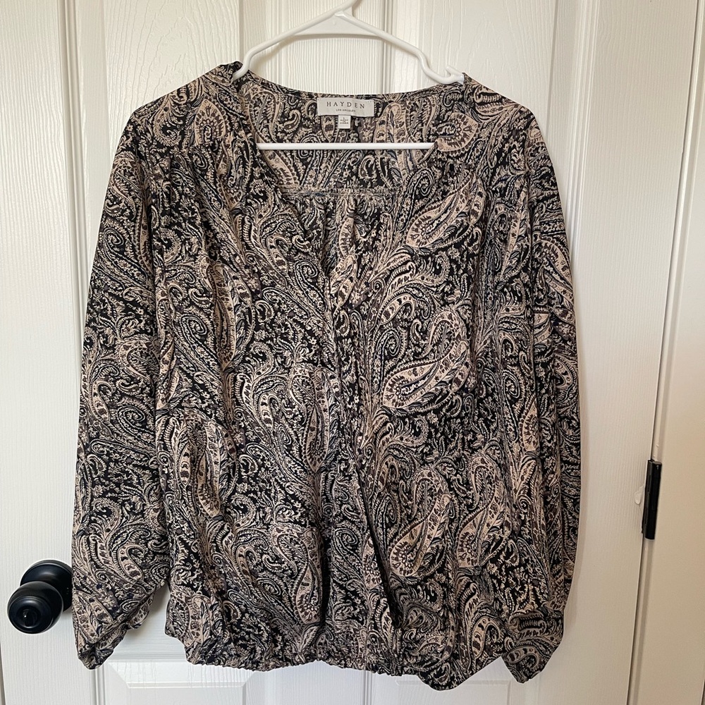 Hayden Black and Cream Paisley Women's Top